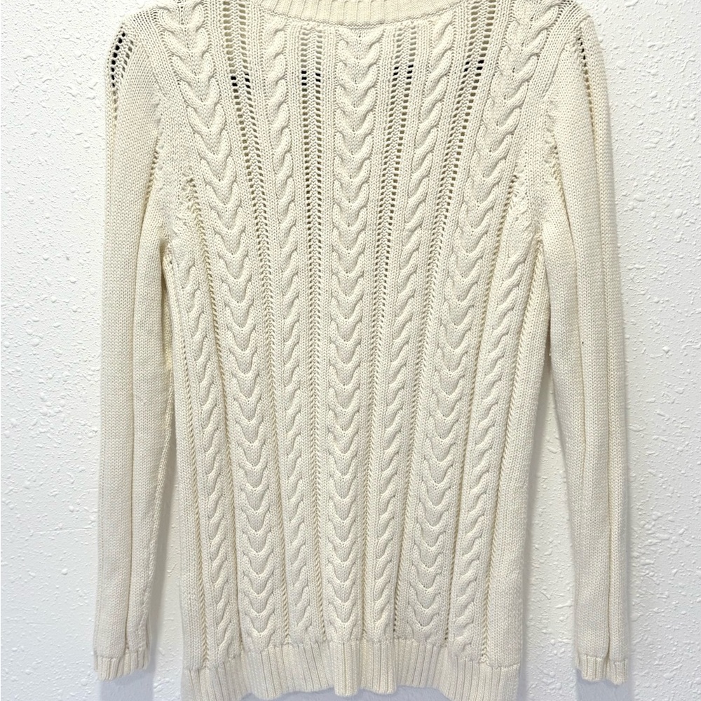 Talbots Ivory Cable Knit Sweater MP - Picture 6 of 8